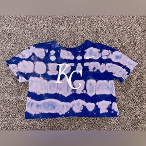 Nike Blue, Purple and White Tie-Dye Crop Top